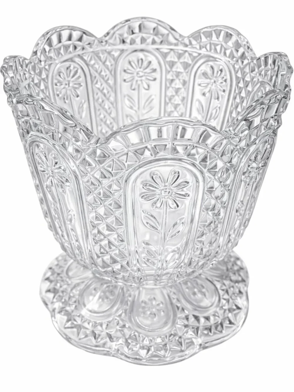AVON Daisy Fostoria Votive Candle Holder Cut Glass 1970s